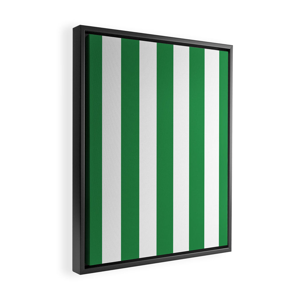 Green and White Stripe Pattern Framed Canvas Print Gallery Image 2