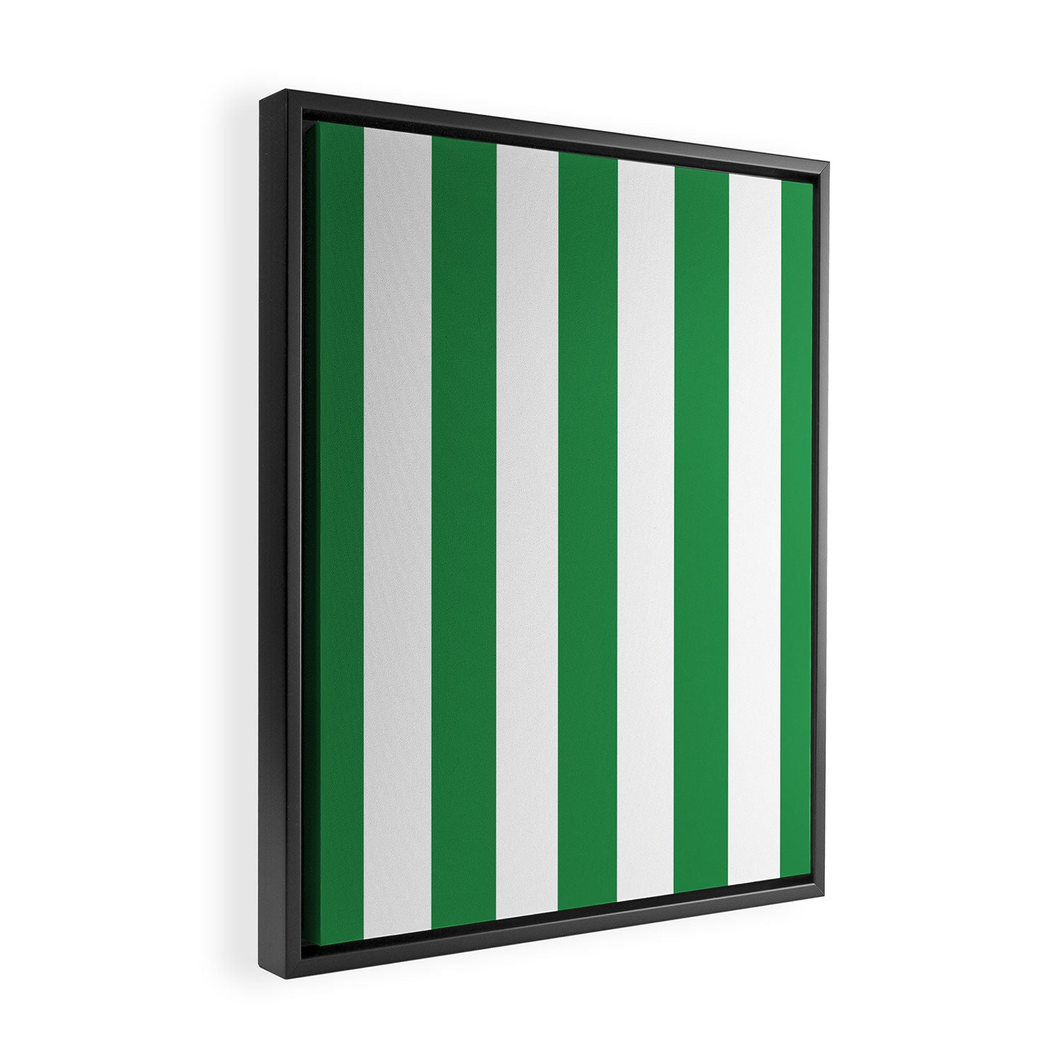 Green and White Stripe Pattern Framed Canvas Print Gallery Image 2