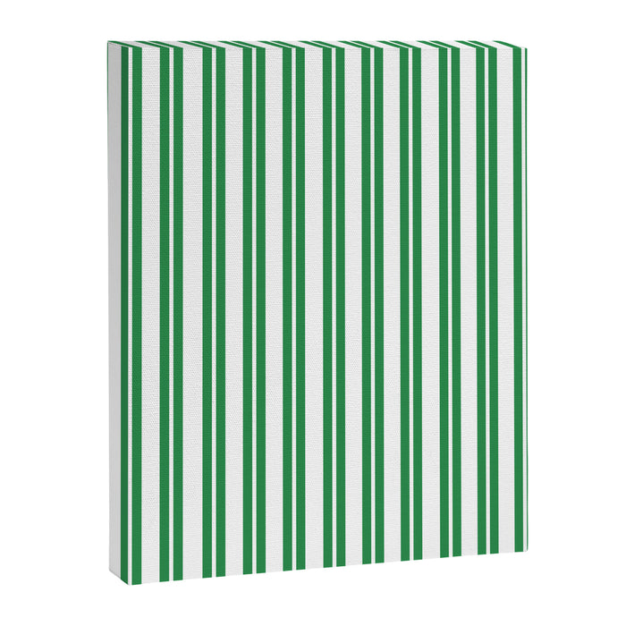 Green and White Stripes Classic Double Stripe Vertical Pattern Canvas Print Gallery Image 1