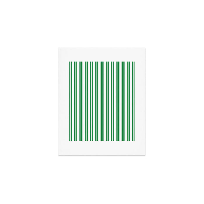 Green and White Stripes Classic Double Stripe Vertical Pattern Art Print Gallery Image 1