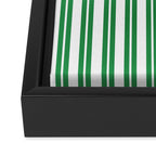 Green and White Stripes Classic Double Stripe Vertical Pattern Framed Canvas Print Gallery Image 3