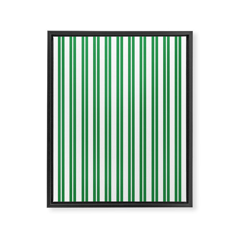 Green and White Stripes Classic Double Stripe Vertical Pattern Framed Canvas Print Gallery Image 8