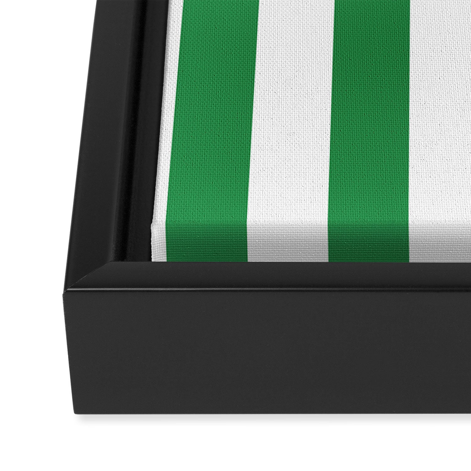Green and White Stripes Framed Canvas Print Gallery Image 3