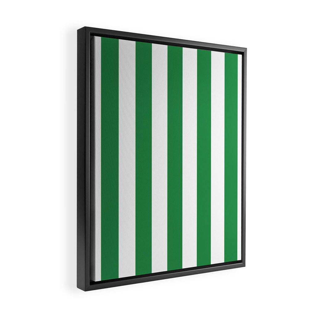 Green and White Stripes Framed Canvas Print Gallery Image 2