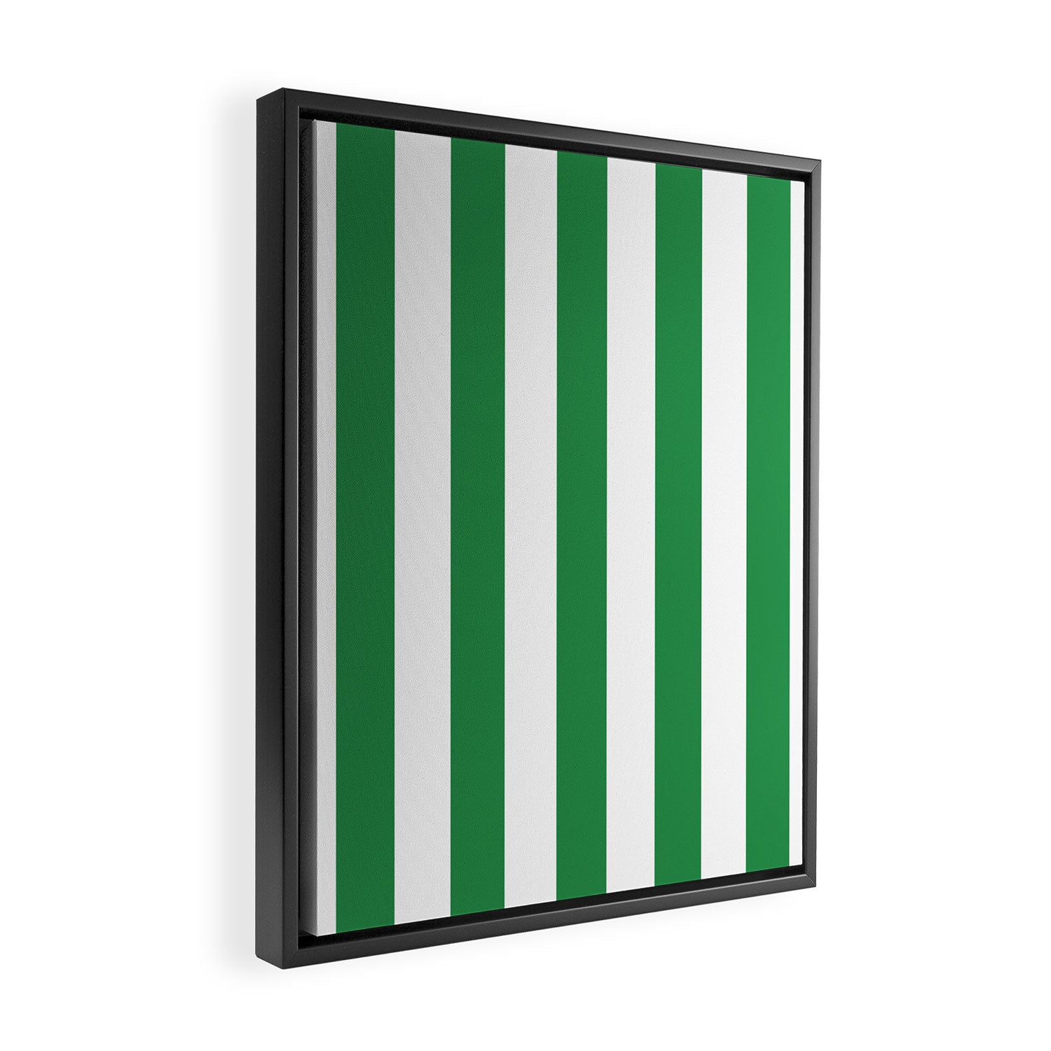Green and White Stripes Framed Canvas Print Gallery Image 2
