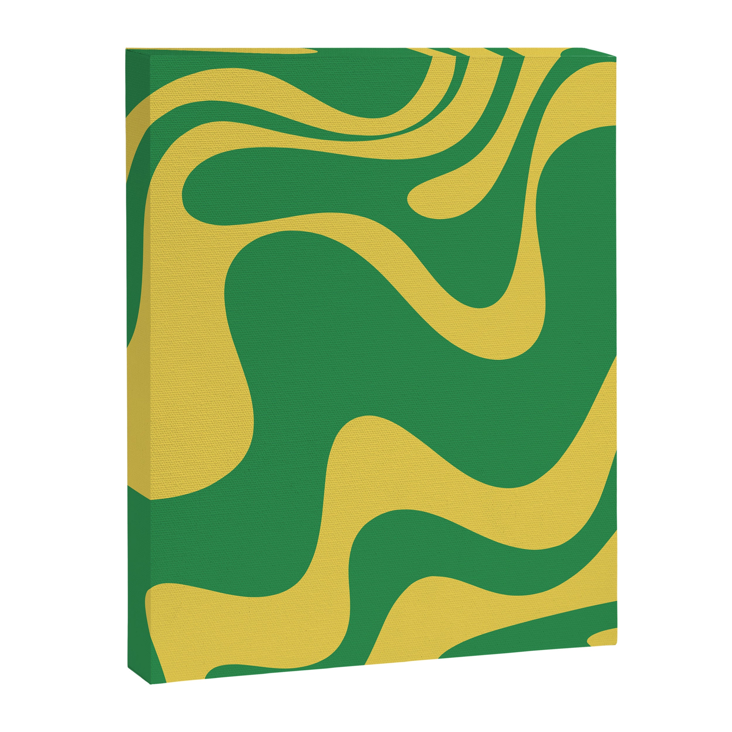 Green and Yellow Retro Liquid Swirl Abstract 2 Canvas Print Gallery Image 8