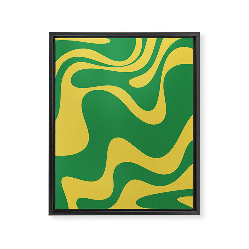Green and Yellow Retro Liquid Swirl Abstract 2 Framed Canvas Print Gallery Image 8