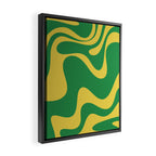 Green and Yellow Retro Liquid Swirl Abstract 2 Framed Canvas Print Gallery Image 2