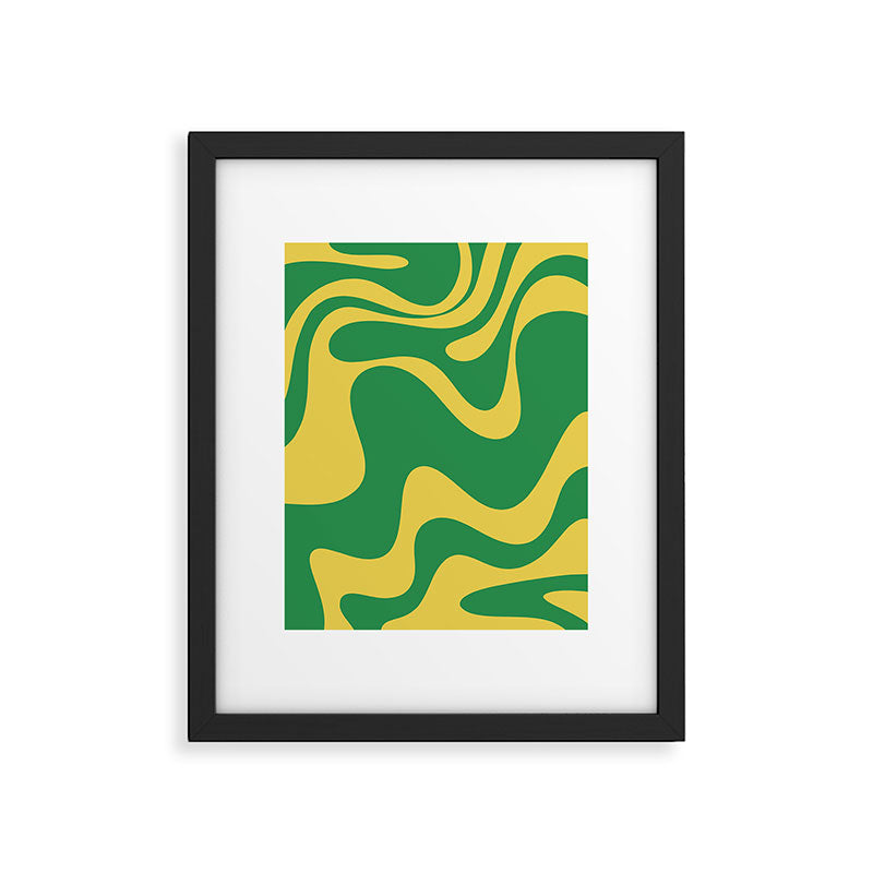 Green and Yellow Retro Liquid Swirl Abstract 2 Framed Art Print Gallery Image 6
