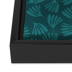 Green Teal Wispy Leaves Contemporary Abstract Botanical Pattern Framed Canvas Print Gallery Image 3