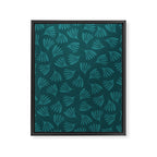 Green Teal Wispy Leaves Contemporary Abstract Botanical Pattern Framed Canvas Print Gallery Image 6