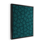 Green Teal Wispy Leaves Contemporary Abstract Botanical Pattern Framed Canvas Print Gallery Image 2