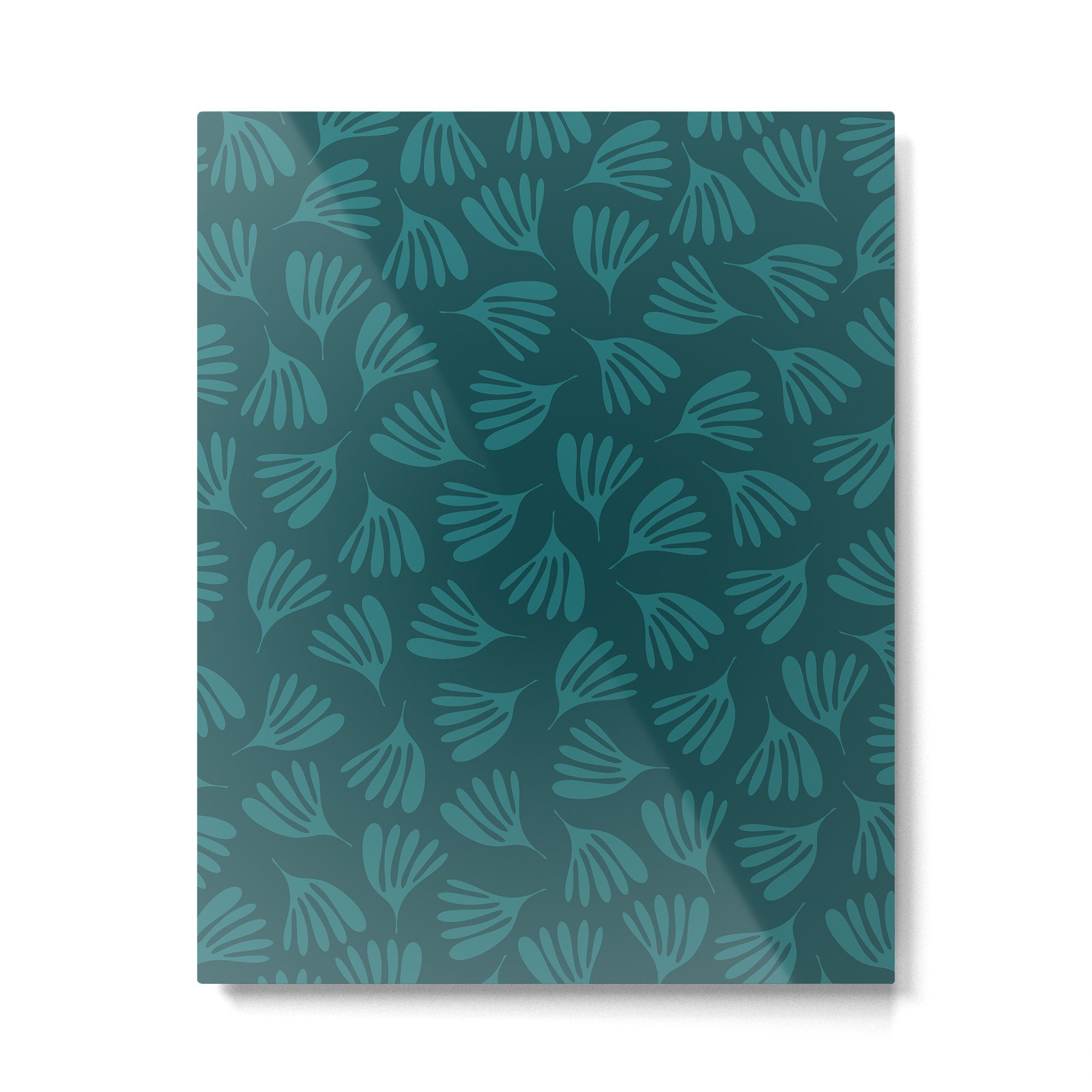Green Teal Wispy Leaves Contemporary Abstract Botanical Pattern Metal Print Gallery Image 4