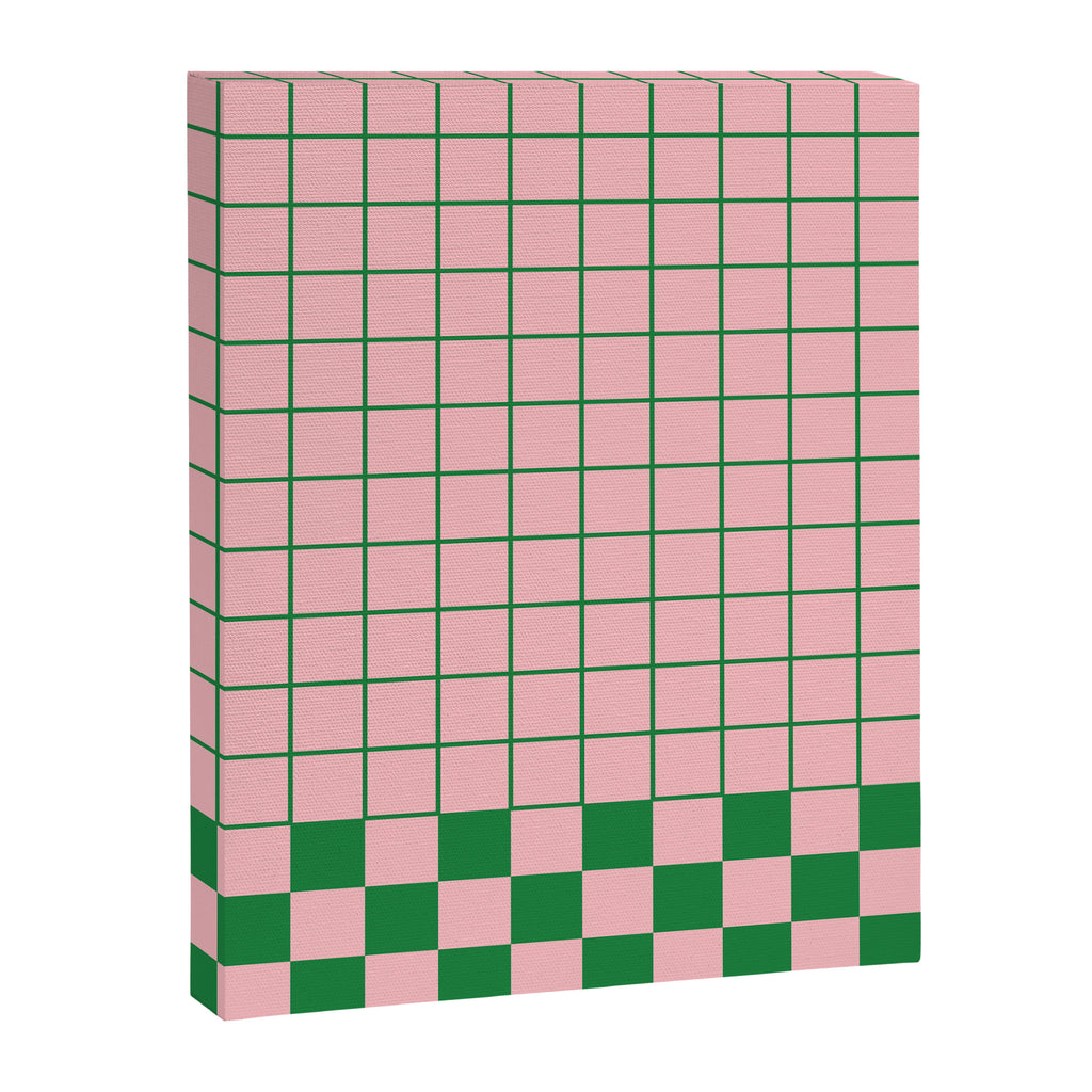 Grid Check Pink and Green Checkered Pattern Canvas Print Gallery Image 8