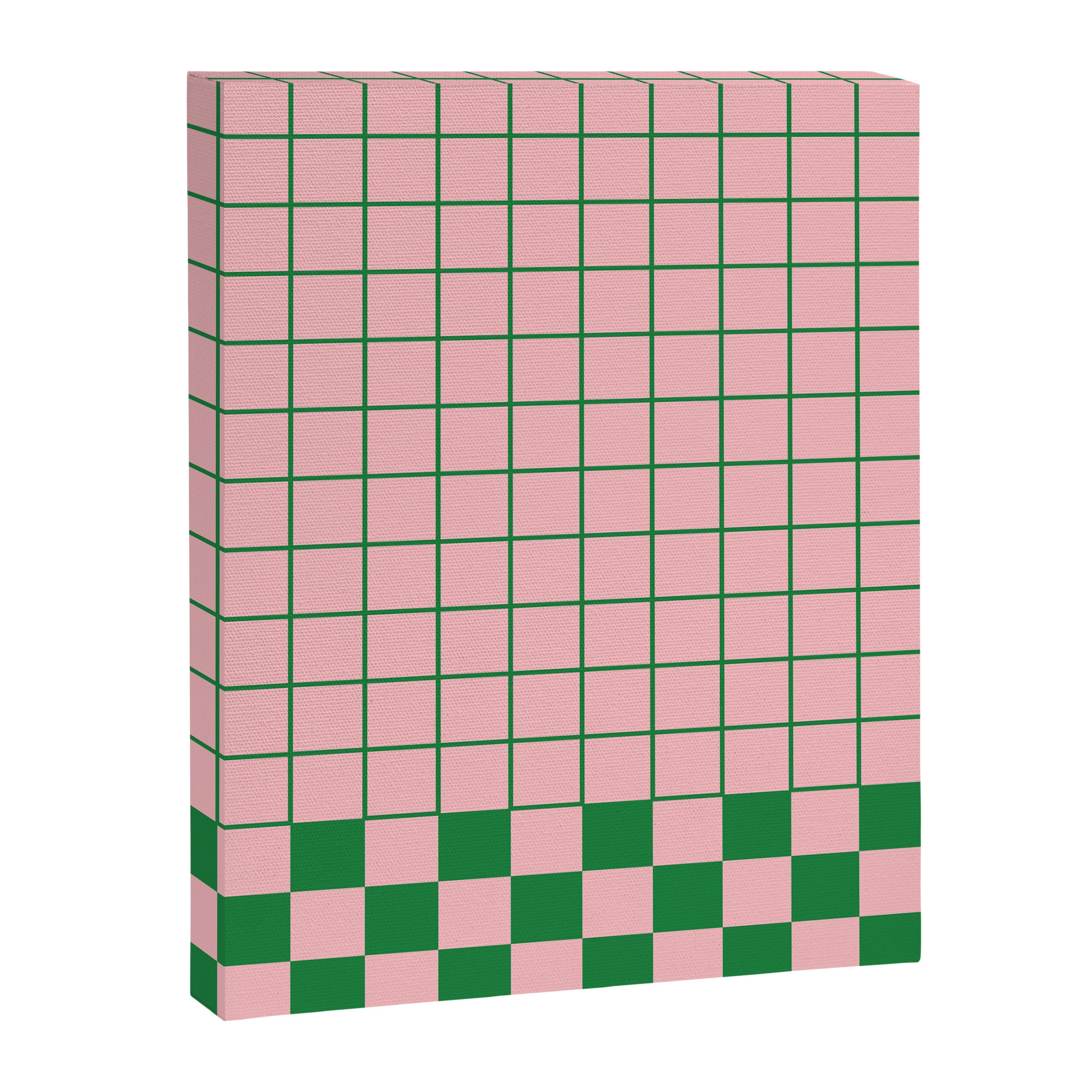Grid Check Pink and Green Checkered Pattern Canvas Print Gallery Image 8
