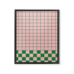 Grid Check Pink and Green Checkered Pattern Framed Canvas Print Gallery Image 8