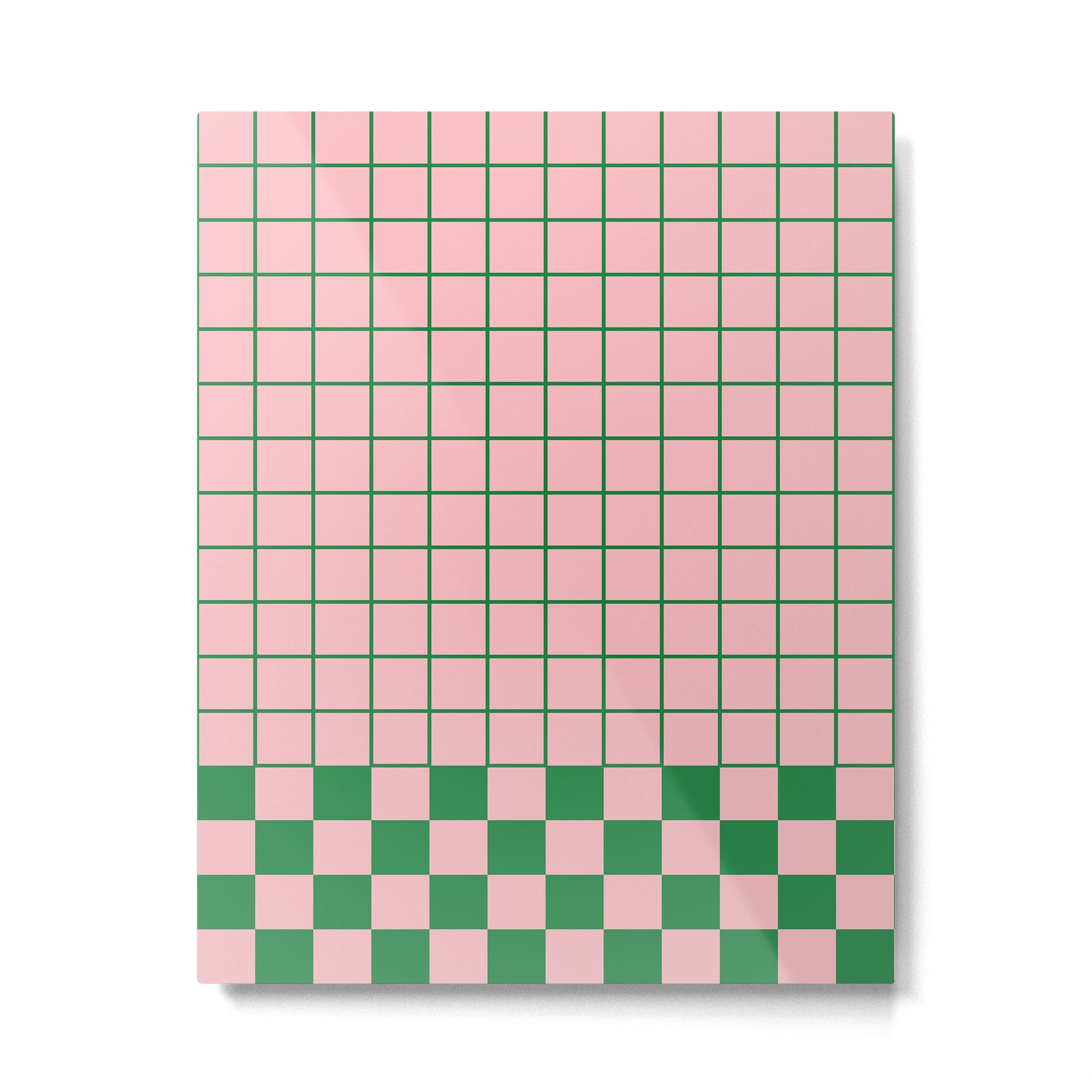 Grid Check Pink and Green Checkered Pattern Metal Print Gallery Image 6