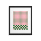 Grid Check Pink and Green Checkered Pattern Framed Art Print Gallery Image 6