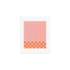 Grid Check Pink and Orange Checkered Pattern Art Print Gallery Image 1
