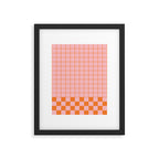 Grid Check Pink and Orange Checkered Pattern Framed Art Print Gallery Image 6