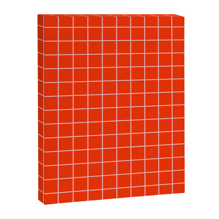 Grid Lines Bold Geometric Pattern in Red Orange and Pink Canvas Print Gallery Image 1