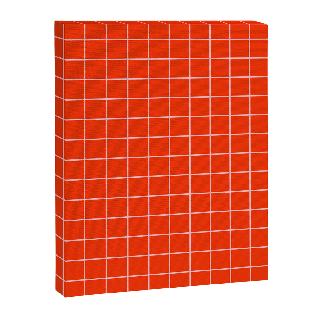 Grid Lines Bold Geometric Pattern in Red Orange and Pink Canvas Print Gallery Image 8