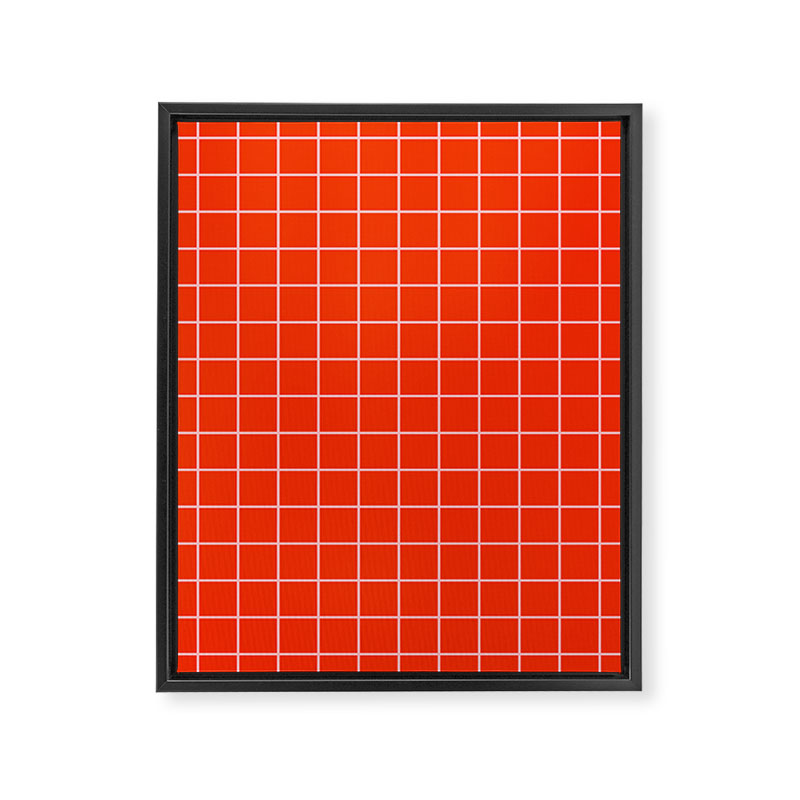 Grid Lines Bold Geometric Pattern in Red Orange and Pink Framed Canvas Print Gallery Image 8