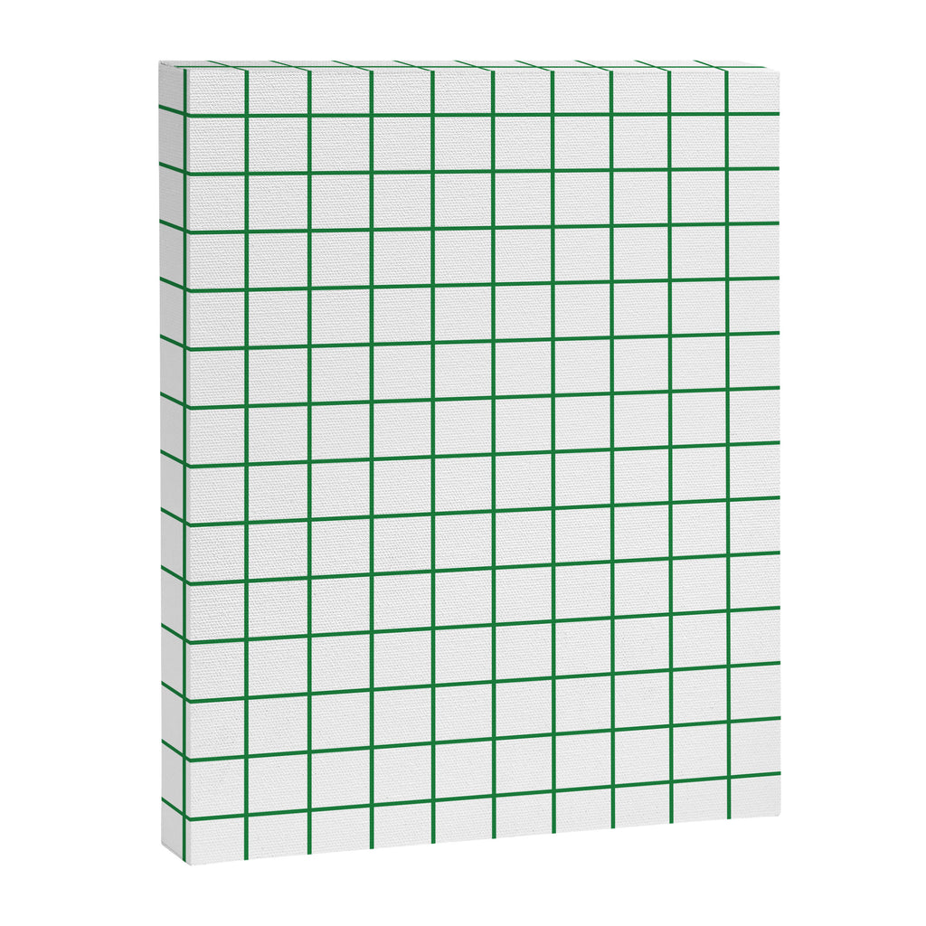 Grid Lines Green and White Geometric Pattern Canvas Print Gallery Image 8