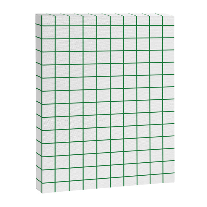 Grid Lines Green and White Geometric Pattern Canvas Print Gallery Image 1