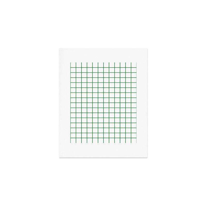 Grid Lines Green and White Geometric Pattern Art Print Gallery Image 1