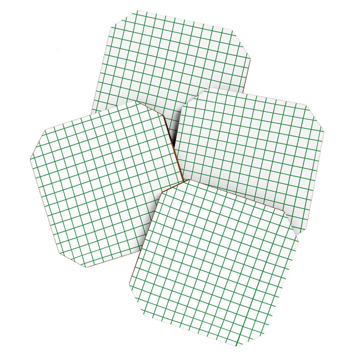 Grid Lines Green and White Geometric Pattern Coaster Gallery Image 1