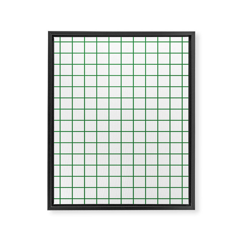 Grid Lines Green and White Geometric Pattern Framed Canvas Print Gallery Image 8
