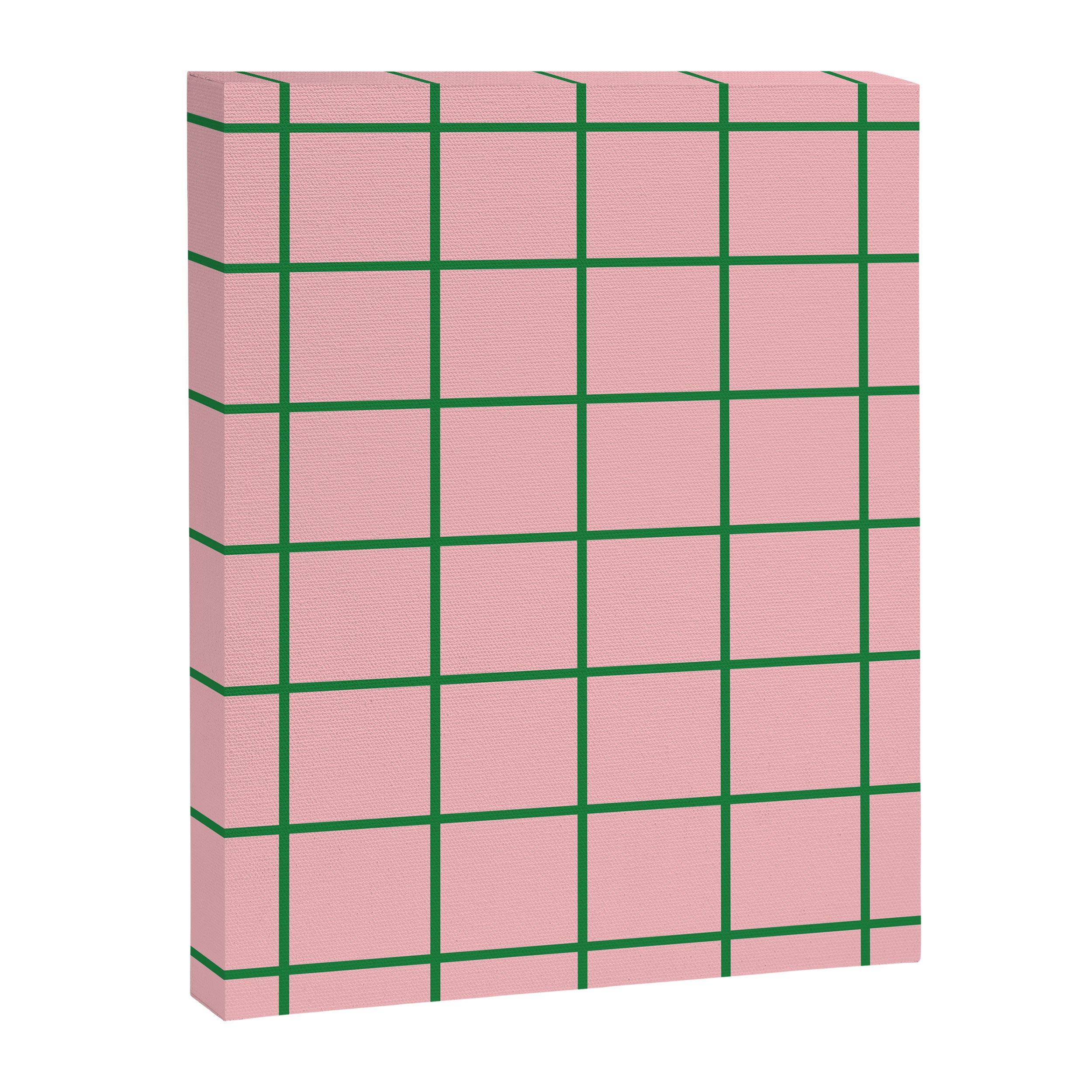 Grid Lines Pink and Green Cute Basic Geometric Pattern Canvas Print Gallery Image 8