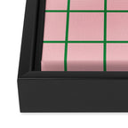 Grid Lines Pink and Green Cute Basic Geometric Pattern Framed Canvas Print Gallery Image 3