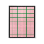 Grid Lines Pink and Green Cute Basic Geometric Pattern Framed Canvas Print Gallery Image 8
