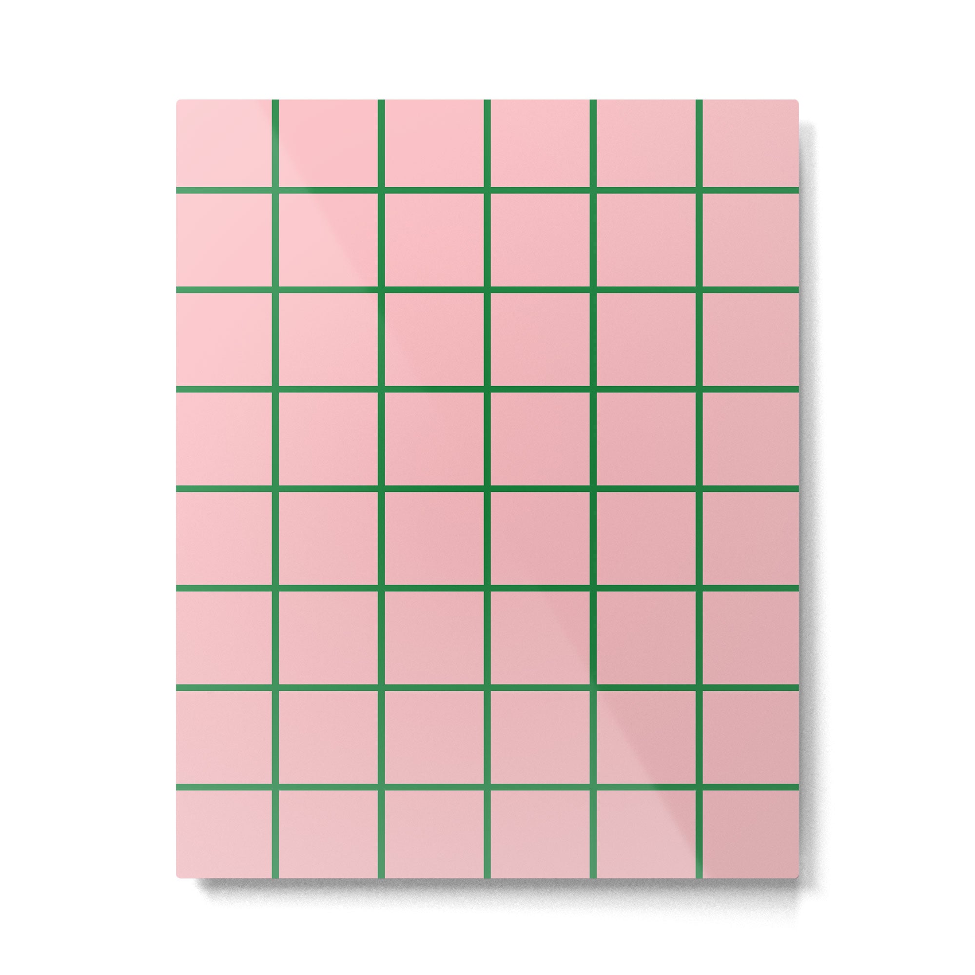 Grid Lines Pink and Green Cute Basic Geometric Pattern Metal Print Gallery Image 6