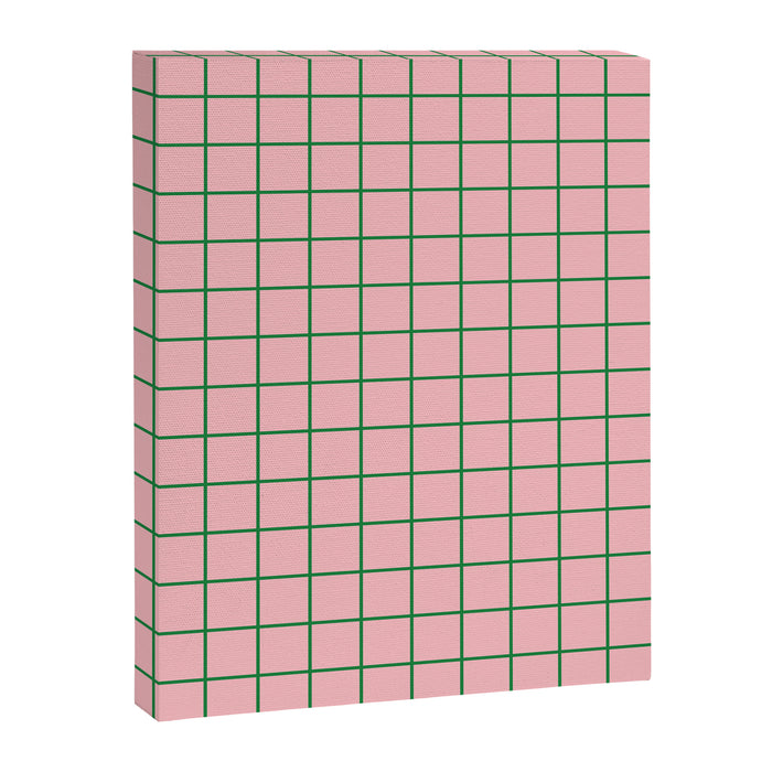 Grid Lines Pink and Green Geometric Pattern Canvas Print Gallery Image 1