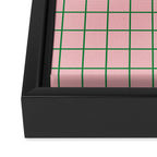 Grid Lines Pink and Green Geometric Pattern Framed Canvas Print Gallery Image 3