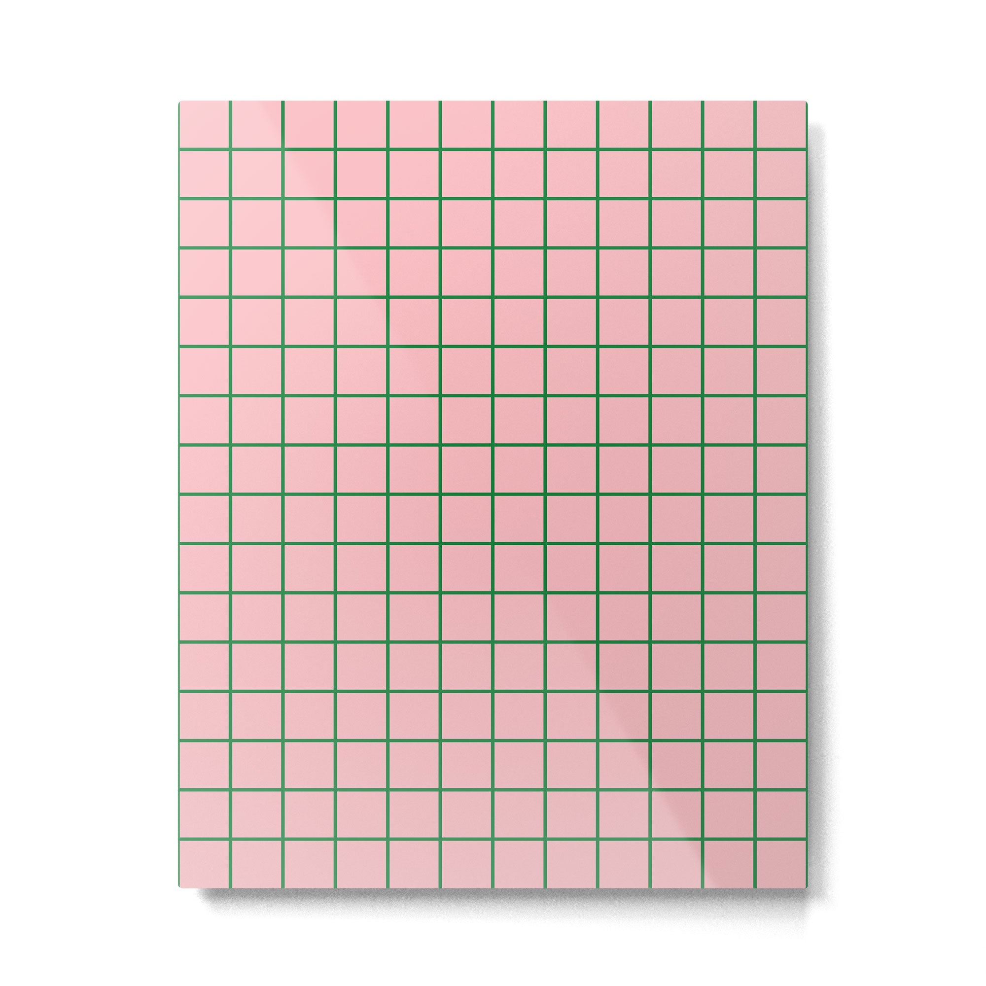 Grid Lines Pink and Green Geometric Pattern Metal Print Gallery Image 6
