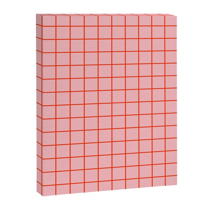 Grid Lines Pink and Red Orange Geometric Pattern Canvas Print Gallery Image 1