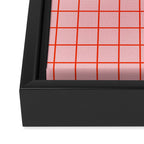 Grid Lines Pink and Red Orange Geometric Pattern Framed Canvas Print Gallery Image 3