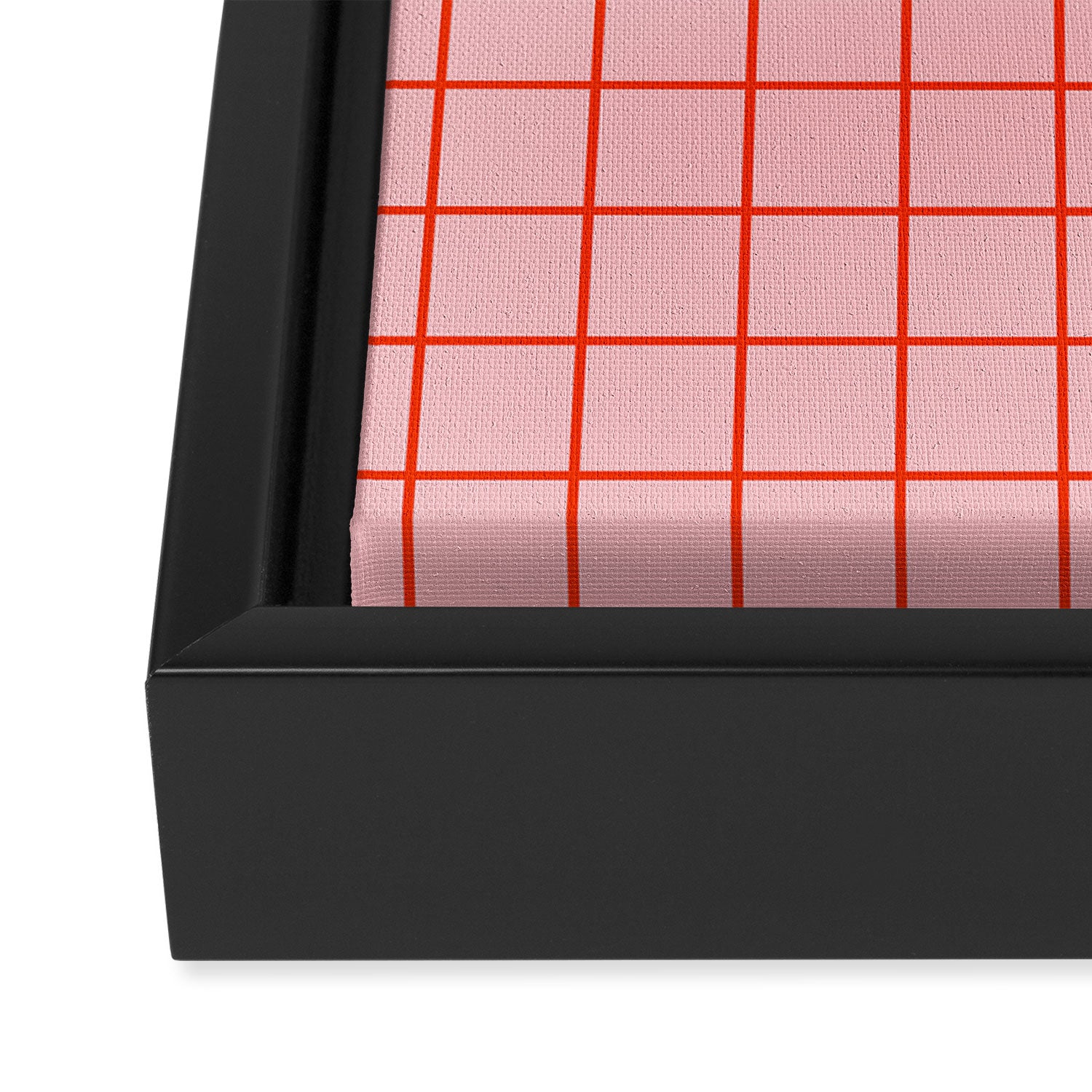 Grid Lines Pink and Red Orange Geometric Pattern Framed Canvas Print Gallery Image 3