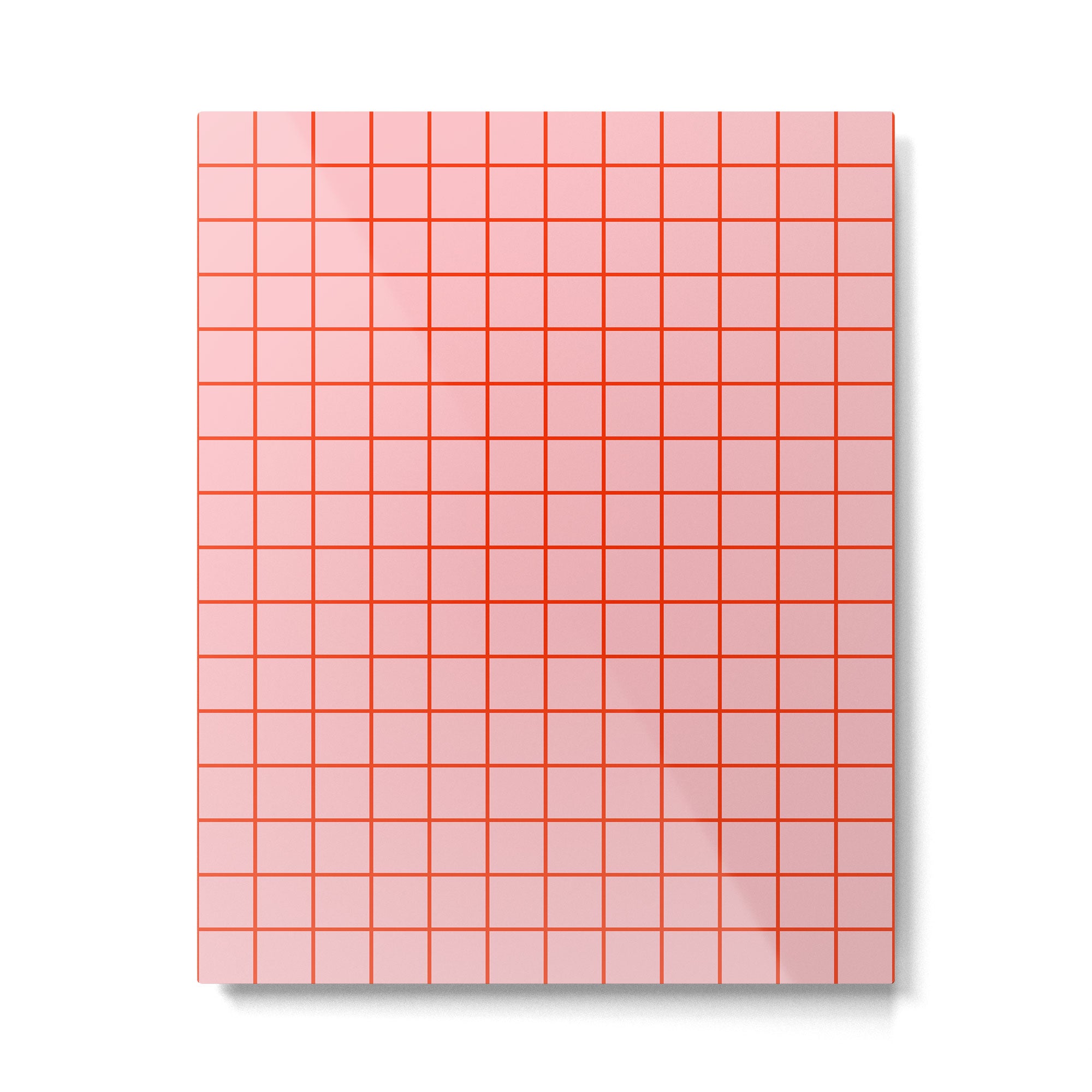 Grid Lines Pink and Red Orange Geometric Pattern Metal Print Gallery Image 6