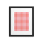 Grid Lines Pink and Red Orange Geometric Pattern Framed Art Print Gallery Image 6