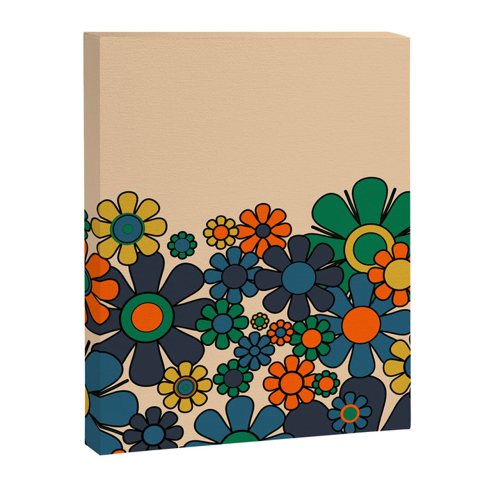 Groovy 60s 70s Vintage Floral Retro Garden Flower Cuff Canvas Print Gallery Image 1