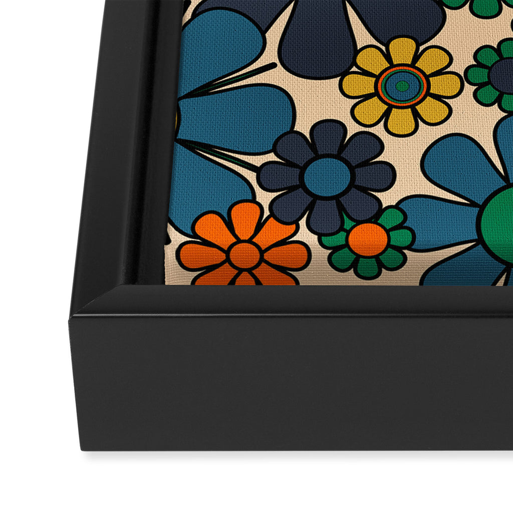 Groovy 60s 70s Vintage Floral Retro Garden Flower Cuff Framed Canvas Print Gallery Image 3