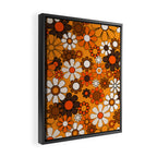 Groovy 70s Retro Garden Floral Orange and Brown Pattern Framed Canvas Print Gallery Image 2