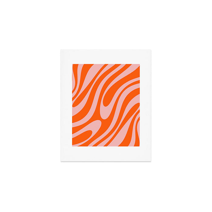 Groovy Abstract Retro Contemporary Wavy Loops Pattern Orange Blush Art Print Gallery Image 1