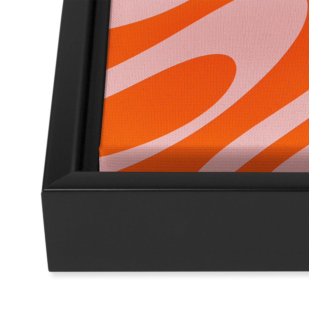 Groovy Abstract Retro Contemporary Wavy Loops Pattern Orange Blush Framed Canvas Print Gallery Image 3