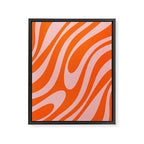 Groovy Abstract Retro Contemporary Wavy Loops Pattern Orange Blush Framed Canvas Print Gallery Image 8